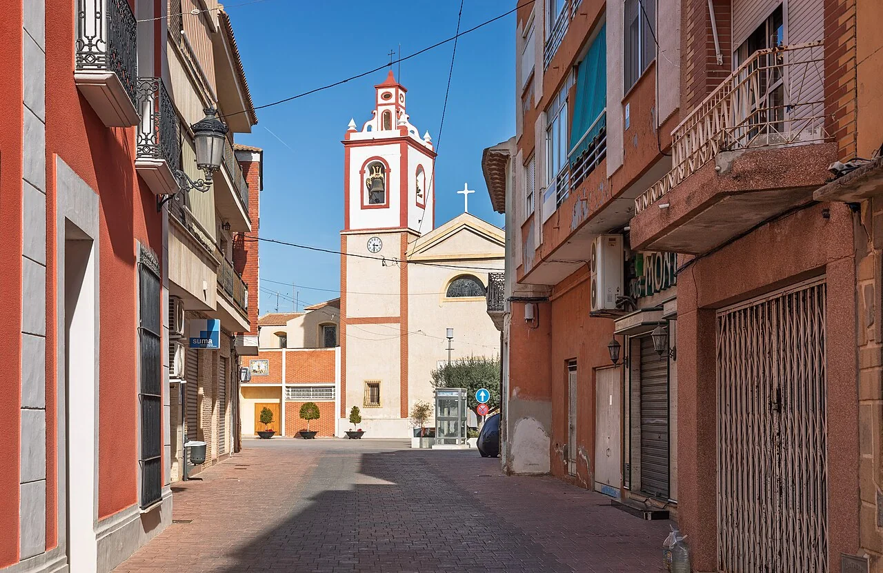 Calle Joaquin González towards Plaza de la Iglesia in Rojales, el Baix Segura, Alicante, Spain, 2025 February
