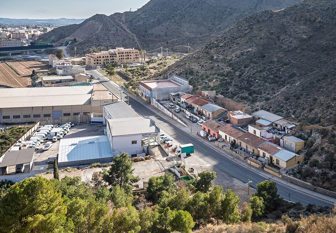 Carretera Cox-Callosa in Cox as seen from Castillo de Cox, Alicante, Spain, 2025 February